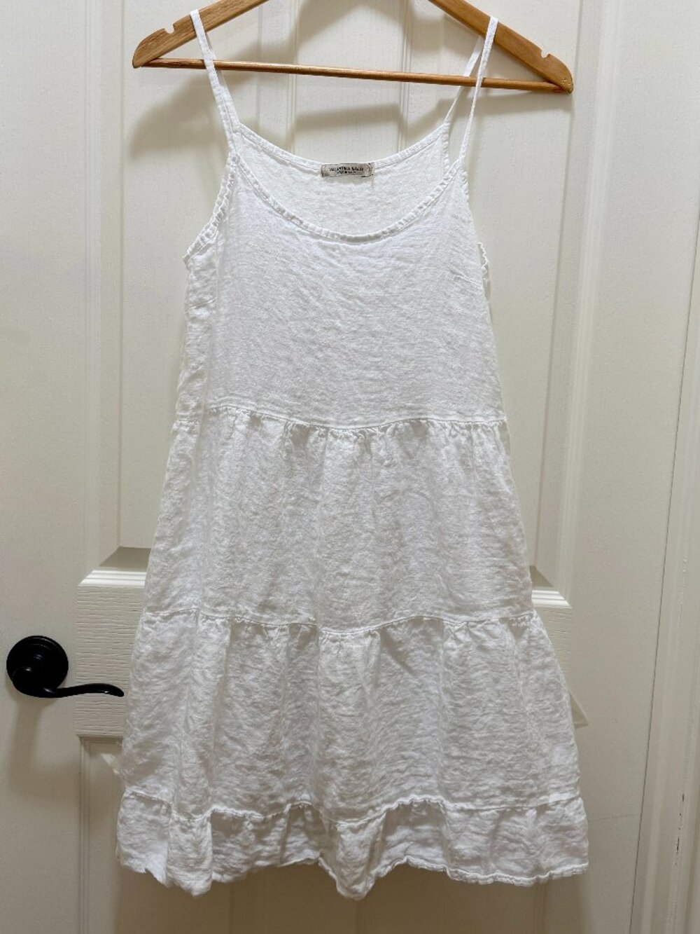 Valentina Naldi Women's 100% Linen Midi Sundress Size S White Made In Italy Boho